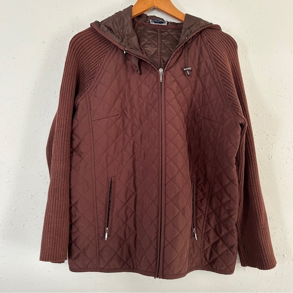 Pure Alaska Brown Sweater Full Zip Jacket Large Casual Fall Vintage 90s